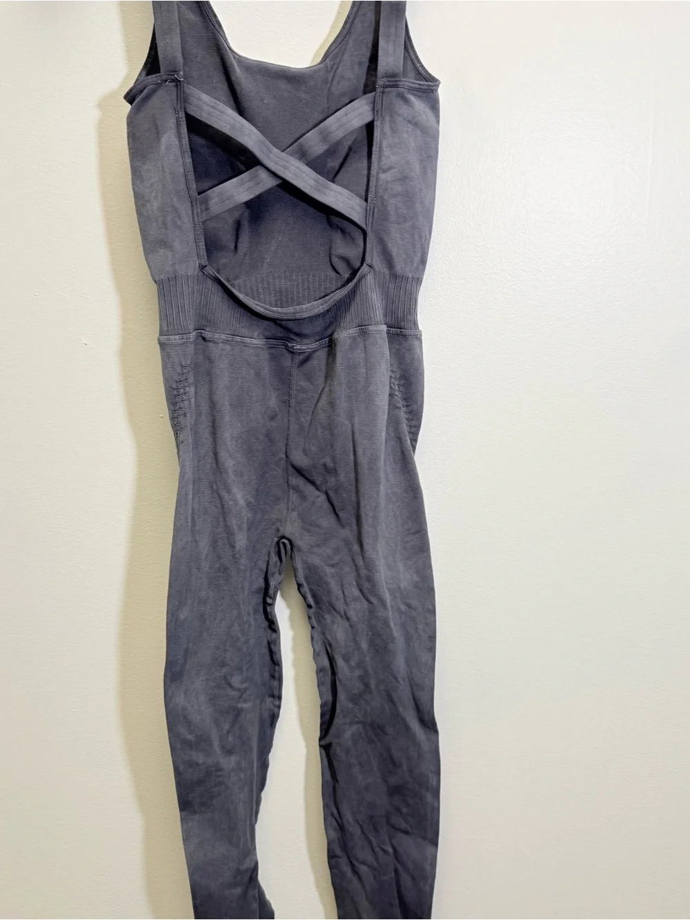 Free People Movement Good Karma Acid Washed Black Cross Back Onesie XS Small